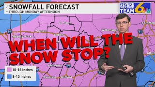 When will the snow stop and how much did Pennsylvania get
