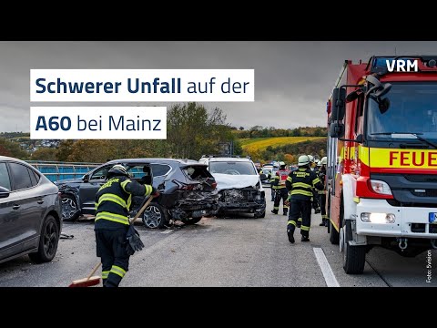 Heftiger Unfall auf der A60 bei Mainz