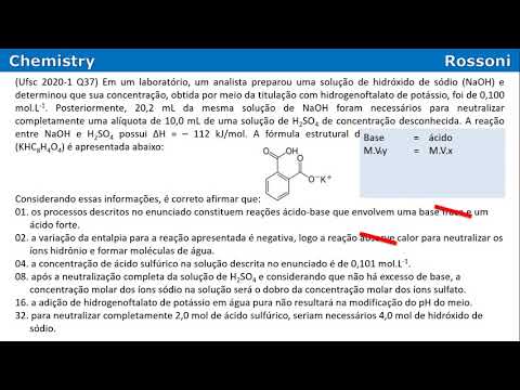 UFSC 2020-1 Question 37 - Solutions - Titration - Neutralization