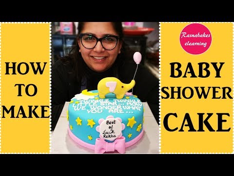 How to make easy simple Baby shower elephant cake...