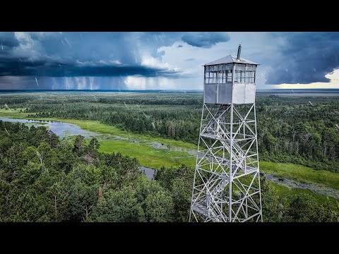 Riding out Severe Storms & Torrential Rain at a Fire Lookout!