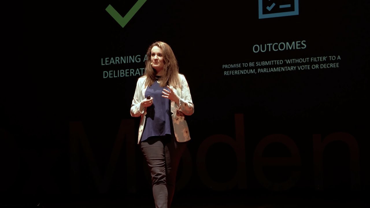TEDx speaker discussing citizens assemblies and climate