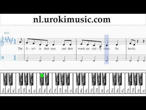Pianoles (rechter hand) Michael Jackson - Beat It Muzieknoten Cursus Deel#2 um-i374