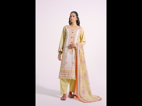 E0221 | ETHNiC Three Piece Suit | Printed Lawn | Unstitched