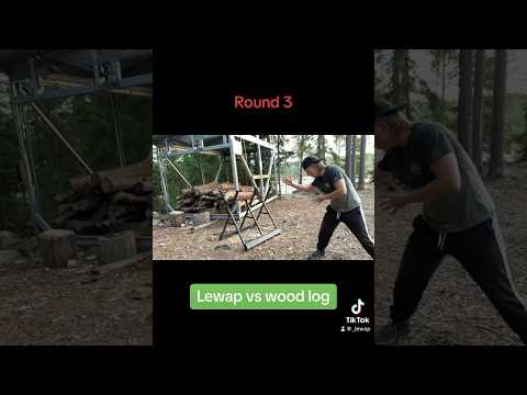 Lewap vs wood log karate😎 #forest #nature #fight #1v1