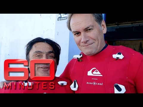 Ross Clarke-Jones takes Liam Bartlett out to surf Nazaré | 60 Minutes Australia