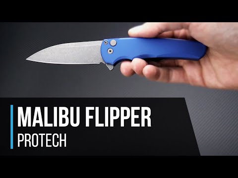 Protech Malibu Flipper 5101 Stonewashed 20cv Modified Wharncliffe Black Button Lock Folding Knife For Sale