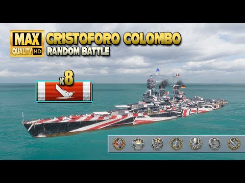 "Cristoforo Colombo" with 8 destroyed ships on map Trap - World of Warships