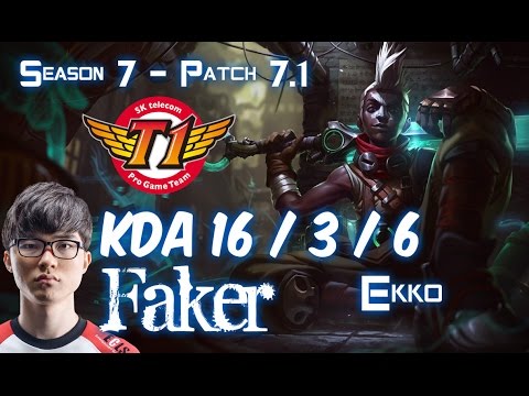 SKT T1 Faker EKKO vs CASSIOPEIA Mid - Patch 7.1 KR Ranked