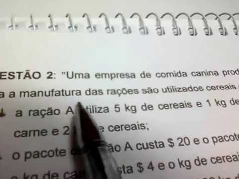 MODELAGEM DE PROBLEMA DE PROGRAMAÇÃO LINEAR