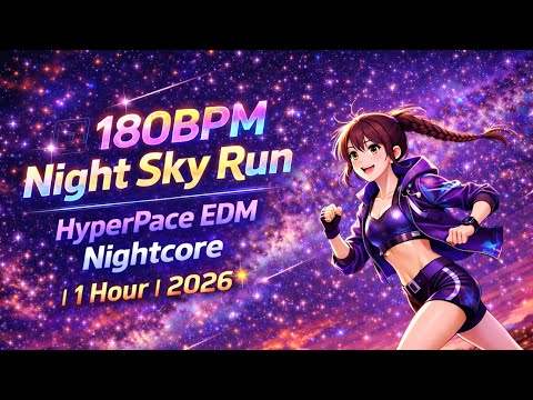 🌌 Night Sky Run | 180BPM EDM Nightcore | 1 Hour | 2026