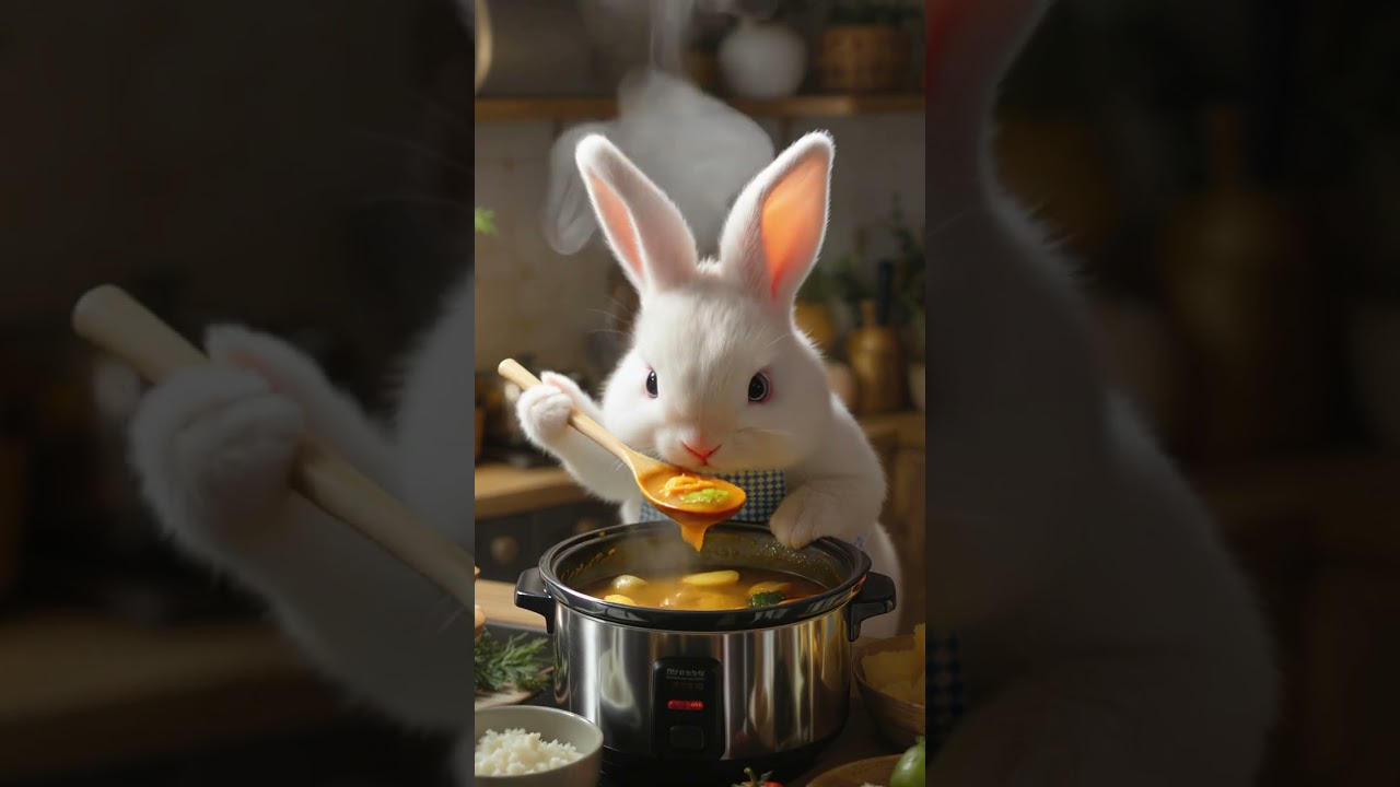 【かわいい】 料理をするウサギが可愛すぎるwww