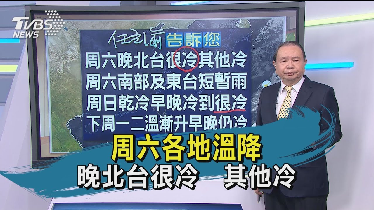 周六各地溫降　晚北台很冷、其他冷