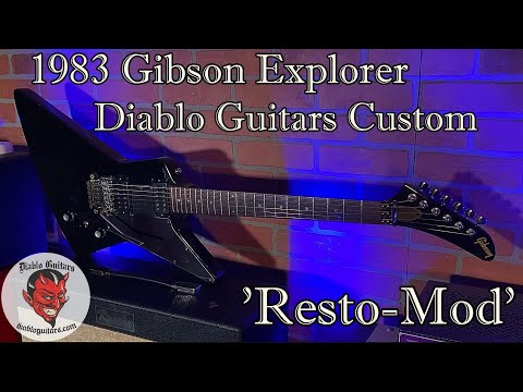 Gibson Diablo Mod Shop Resto Mod Tremo-Explorer Guitar with Floyd Rose +Case 1983 - Ebony Relic image 26