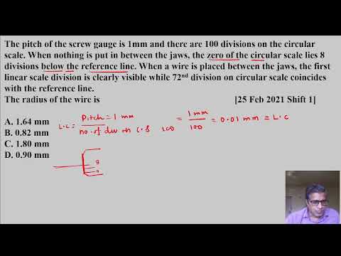 The pitch of the screw gauge is 1mm and there are 100 divisions on the circular scale  When nothing