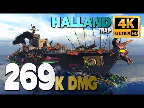 Destroyer Halland on map Trap, 269k damage - World of Warships