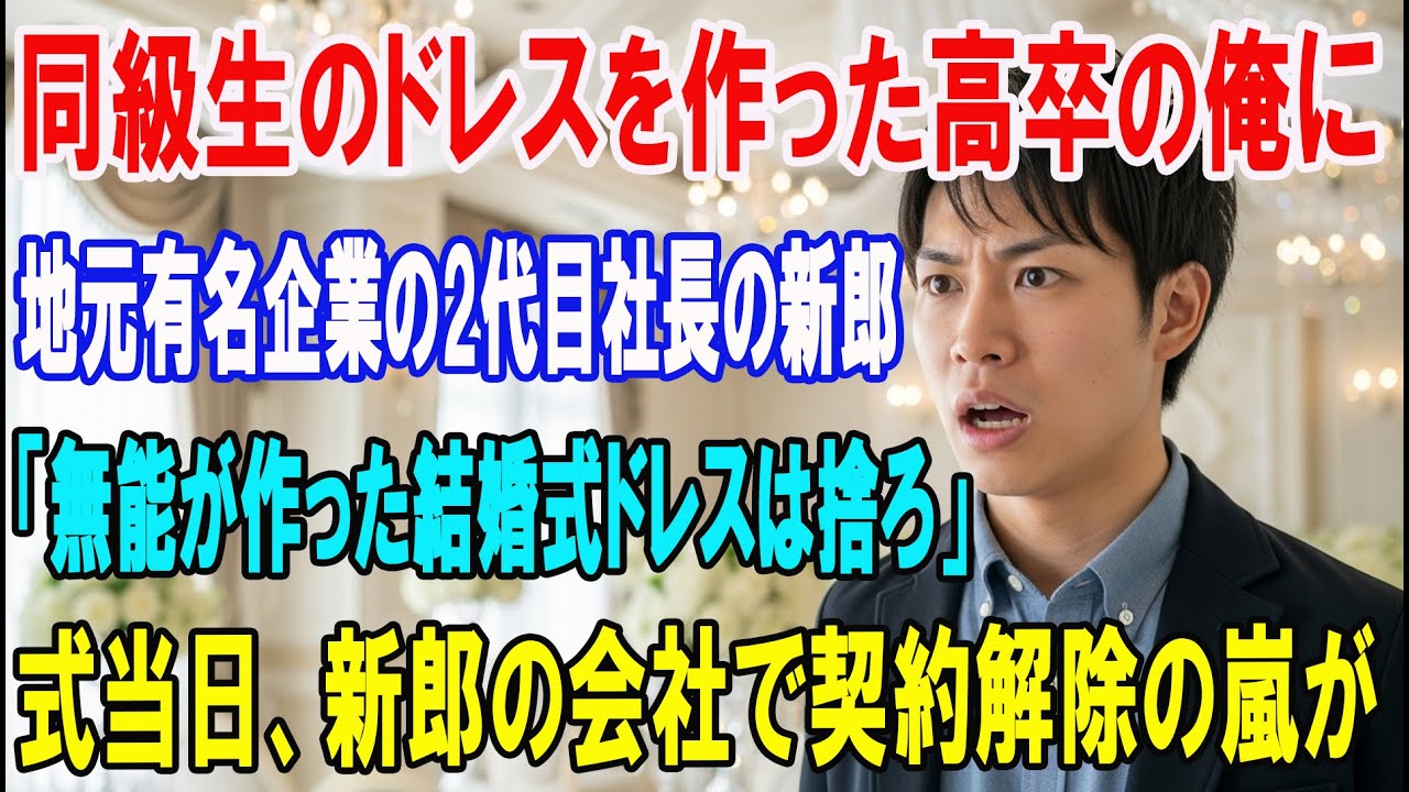 【朗読スカッと人気動画まとめ】同級生の結婚式ドレスを作った高卒の俺に、地元有名企業の2代目社長?