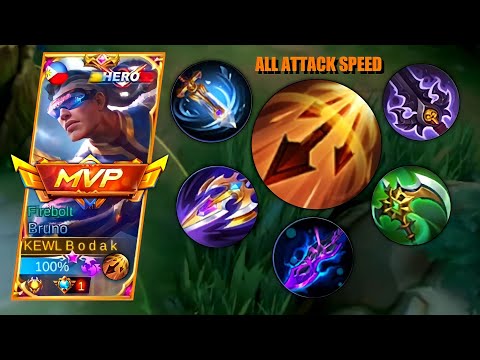 BRUNO ALL ATTACK SPEED BUILD  | BRUNO BEST BUILD AND EMBLEM - MLBB