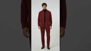 Mens Corduroy Shirt and Pants Walking Suit in Winter Cotton Fabric Casual in Color Burgundy leisure Style video