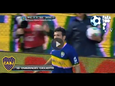 Gol de Gigliotti. Boca 1 - Quilmes 0. Fecha 9. Torneo Inicial 2013. Fútbol Para Todos
