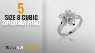 10 Best Size 8 Cubic Zirconia Ring: Sterling Silver Cubic Zirconia 15mm Single Plumeria Ring Size 8