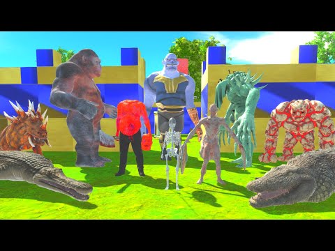 Infernals + Reptiles vs Primates + Ancient Humans - BONUS Thanos - Animal Revolt Battle Simulator
