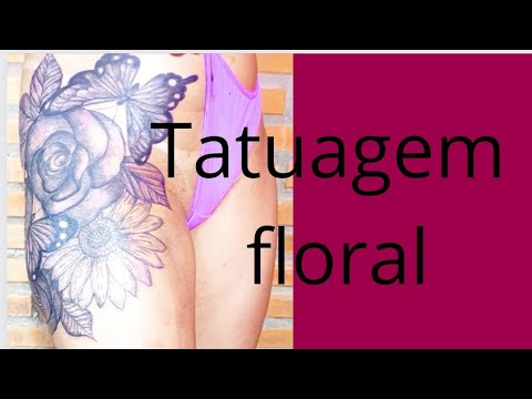 Tatuagem floral Whip Shading rosas ,borboletas  com girassol Leo Colin Colin Tattoo
