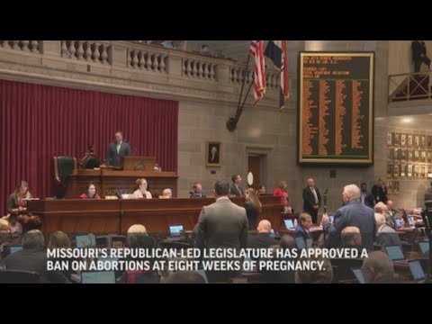 Protesters against a Missouri bill banning abortions at eight weeks of pregnancy disrupted debate and marched through the halls of the state Capitol. (May 17)