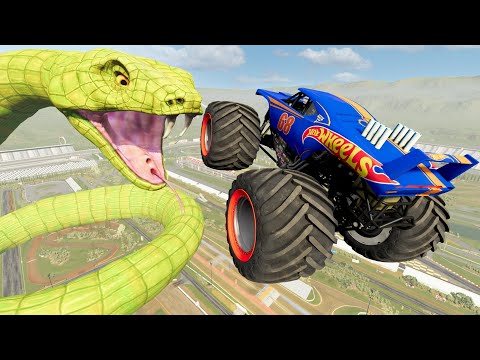 Monster Trucks vs GIANT SNAKE! | BeamNG Drive - Griff's Garage