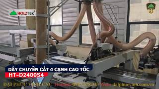 Dây Chuyền Sản Xuất Cửa Gỗ | Máy Cắt 4 Cạnh HT-D2400S4 và Hệ Thống Gắp Cử Tự Động