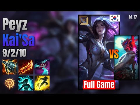 Peyz Adc Kai'Sa vs Yone lol KR solo rank Full Game 14.17