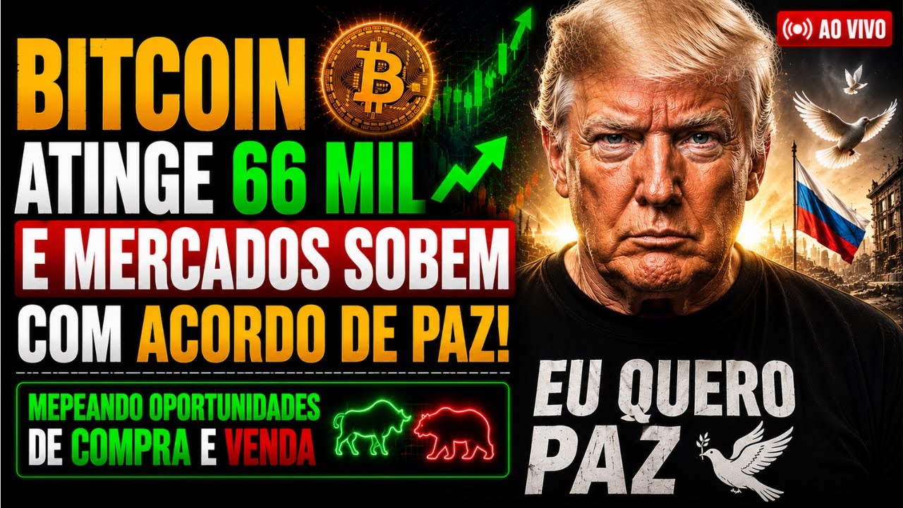 BITCOIN ATINGE 66 MIL E MERCADOS SOBEM COM ACORDO DE PAZ! MAPEANDO OPORTUNIDADES DE COMPRA E VENDA
