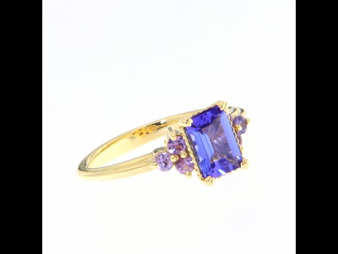 Inel Aur 14 k Tanzanit Safire Naturale - Frumusete Exclusiva