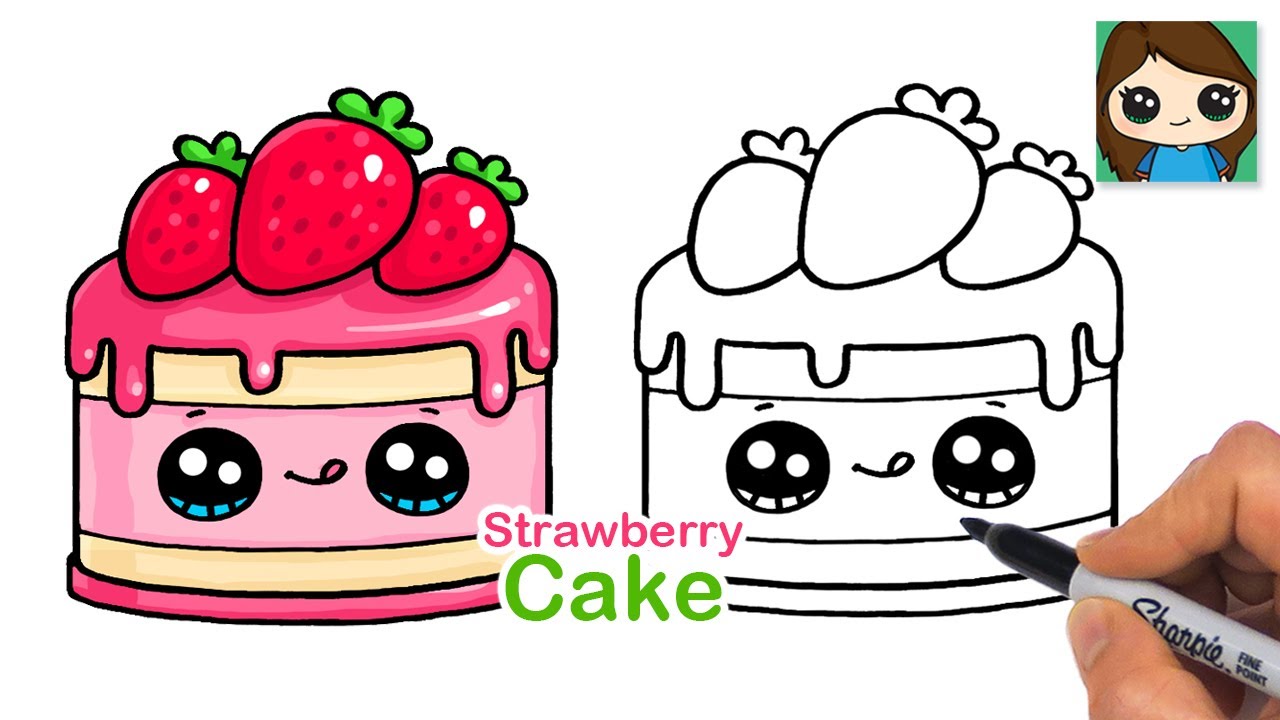 How to Draw a Strawberry Cake 🍓 Cute Dessert Food Art