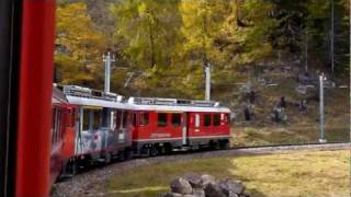 preview picture of video 'Spectacular fall colors on the Bernina World Heritage line of the RhB 01: uphill October 2011'