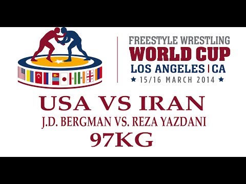 97kg J.D.Bergman v Reza Yazdani - 2014 Freestyle Wrestling World Cup - USA vs. Iran