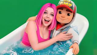 я кинул в ванну все бомбочки SUBWAY SURFERS !