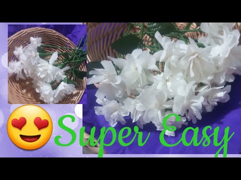 How to make easy Jasmine Flower from crepe paper