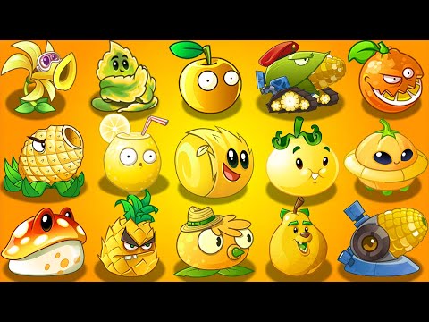All YELLOW Plants Max Level Power-Up! in Plants vs Zombies 2