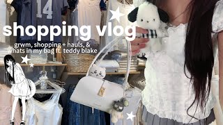 shopping vlog 🛒🐼// grwm, shopping + hauls, & what’s in my bag ft. teddy blake