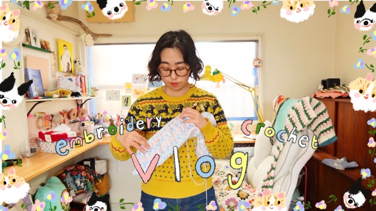 早朝4時から始まる刺繍作家の日常｜かぎ針編み教室｜新しいiPad Air｜輪針に夢中