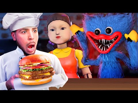 POPPY PLAYTIME AND THE SQUID GAME DOLL WANT TO EAT on MINECRAFT!!