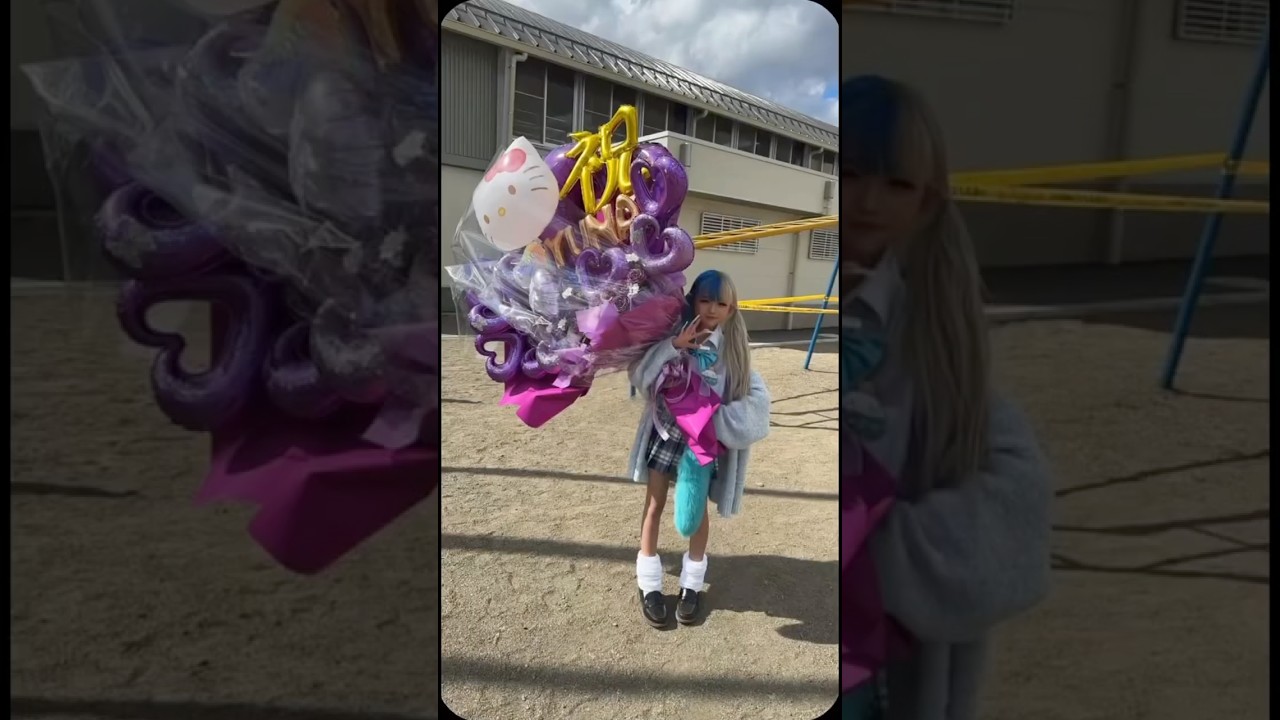 一緒に学校行けなくなるの寂しい🥺💜🩵卒業おめでとう㊗️🩵 #ゆなち