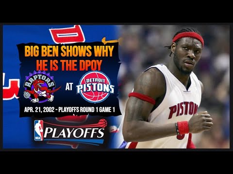 DPOY Ben Wallace 19pts 20reb 3blk - 2002 Playoffs Round 1 Game 1 - Toronto Raptors @ Detroit Pistons