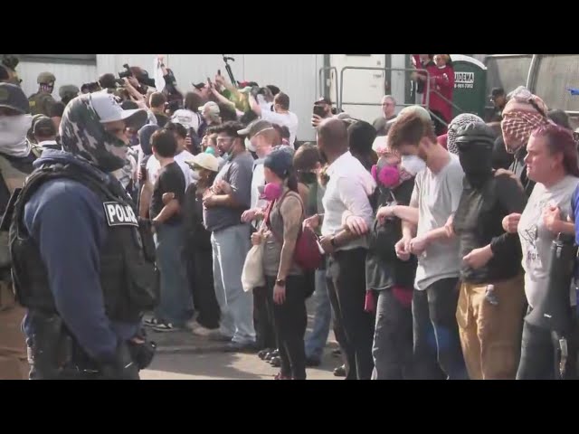 ICE agents clash with protesters outside NJ detention center
