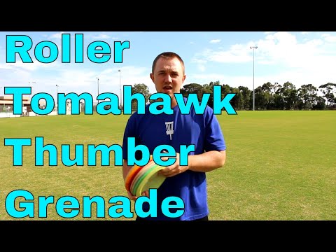 Part of a video titled Roller, Tomahawk, Thumber, Grenade | Disc Golf Tutorial - YouTube