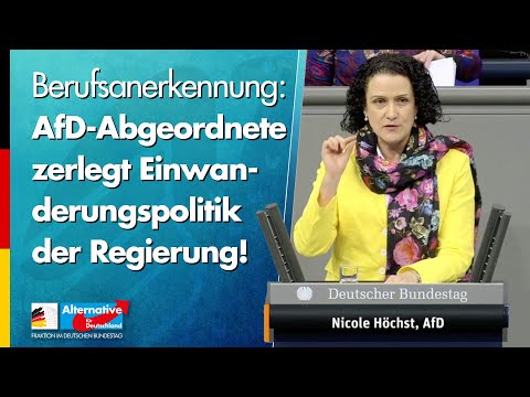 Berufsanerkennung: AfD-Abgeordnete zerlegt Einwanderungspolitik der Regierung - Nicole Höchst - AfD