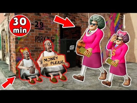 Rich Scary Teacher vs Poor Granny - funny horror animation (30 minutes with Granny)