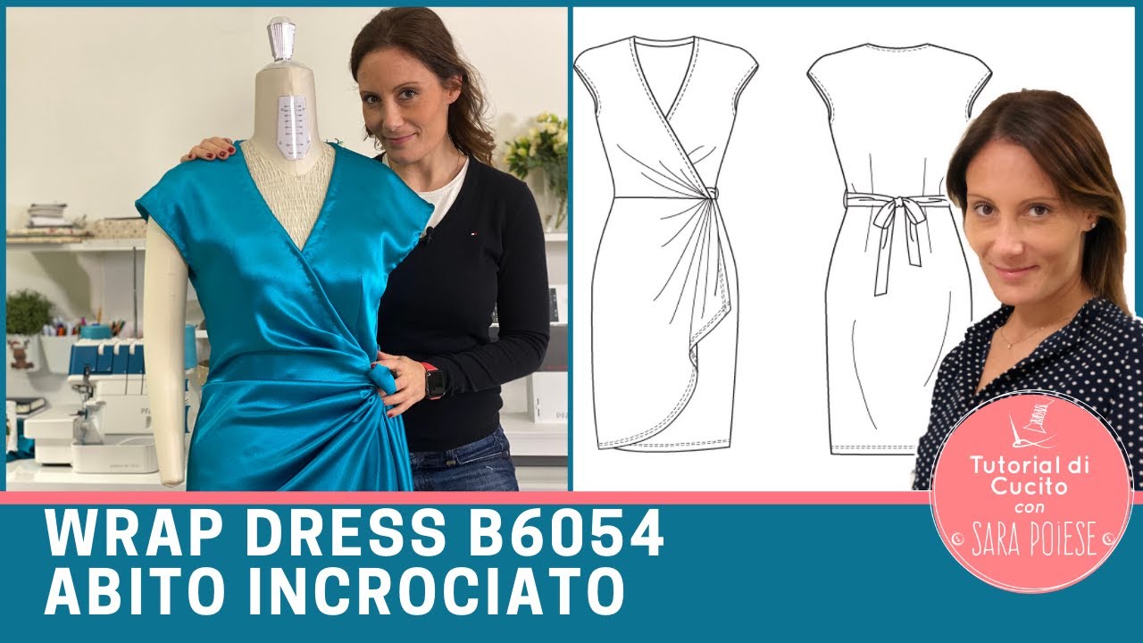 Cucire abito da cerimonia con drappeggio | wrapdress Butterick B6054 | in sartoria con Sara Poiese