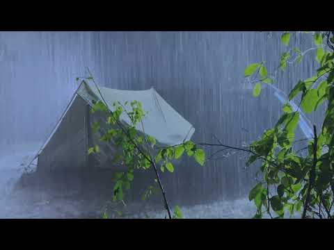 Sleep Instantly on Stormy Night | Heavy Rain on Tent & Very Strong Thunder at Night | White Noise